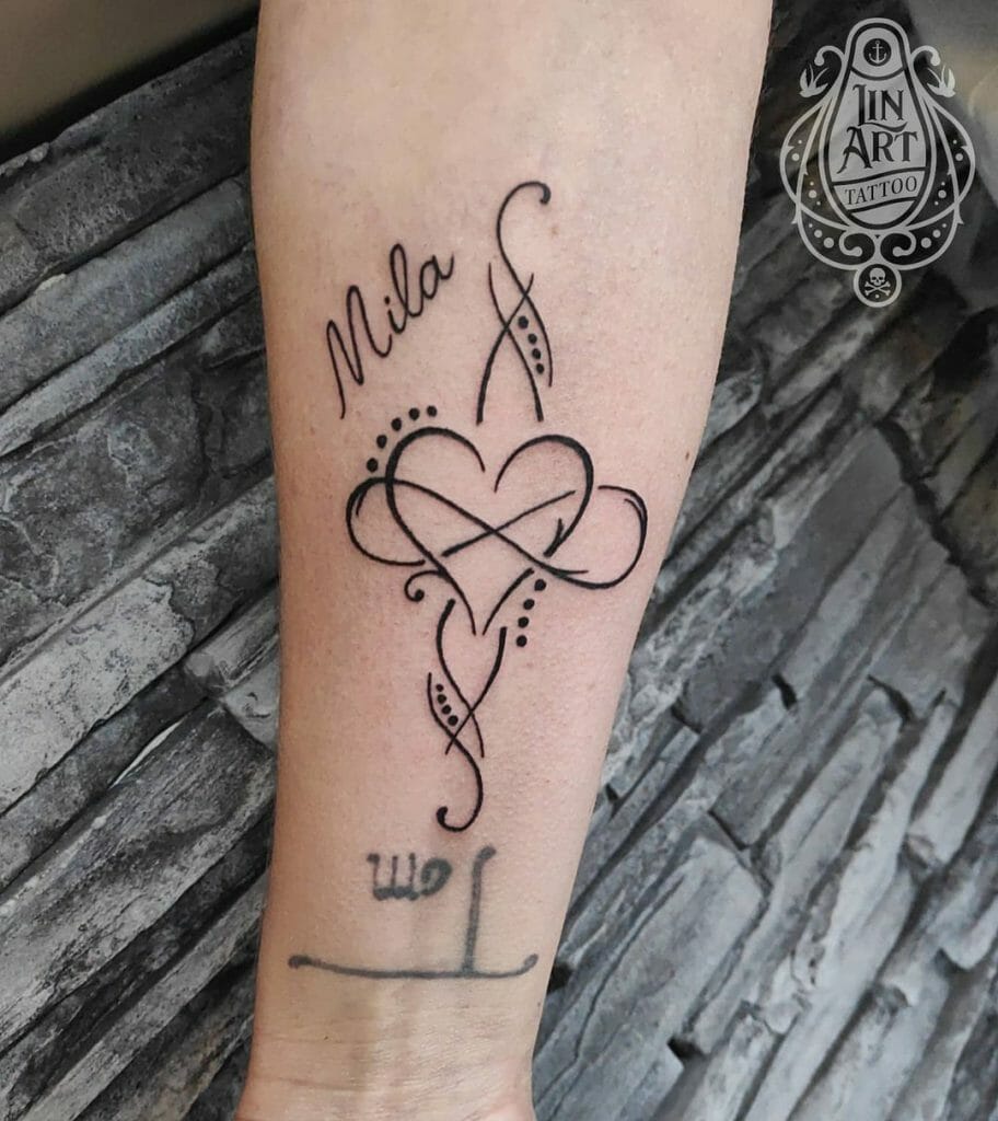 Mother Daughter Infinity Tattoo With Heart