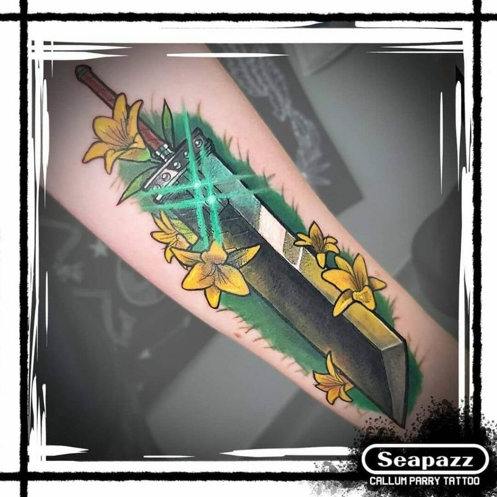 Final Fantasy Buster Sword Tattoo Coloured