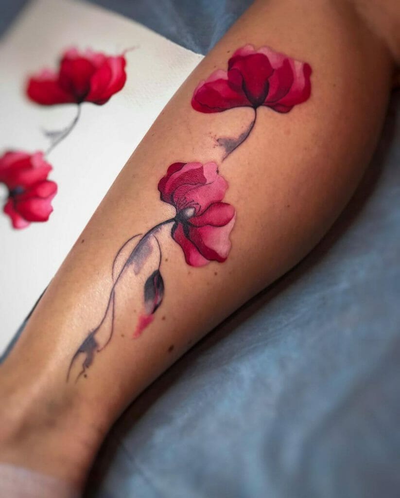 Floating Flower Watercolor Tattoo