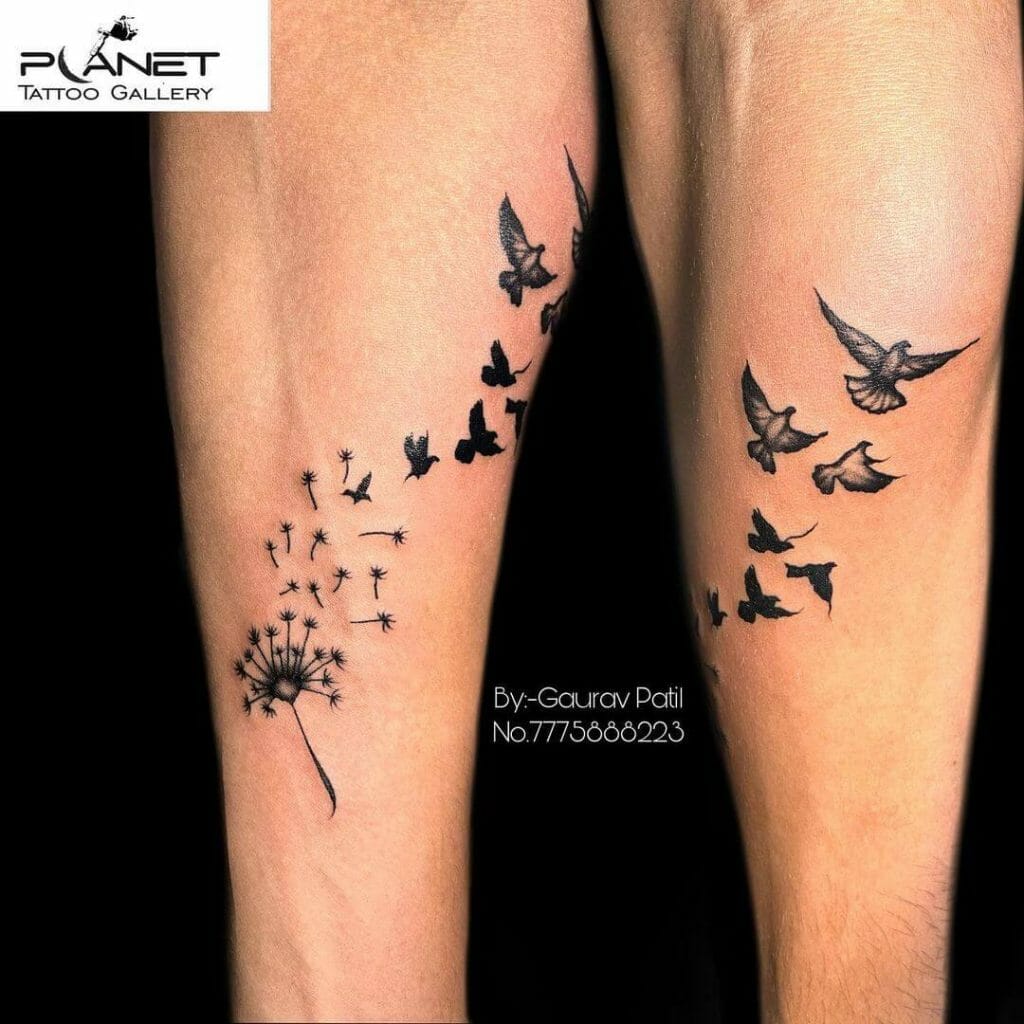 Flock Of Birds From Dandelion Seed Tattoo