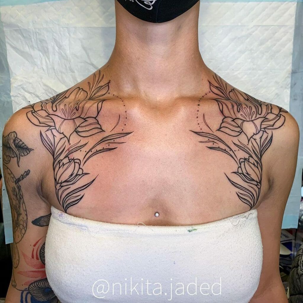  Floral Chest Tattoo