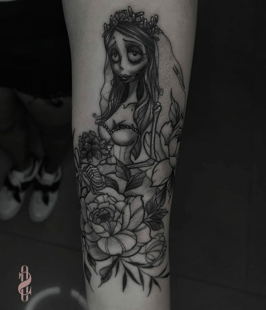 Floral Corpse Bride Tattoo
