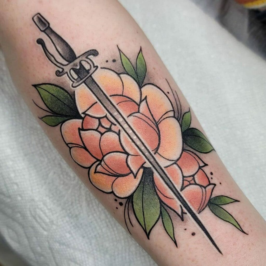 Floral Fencing Sword Tattoo