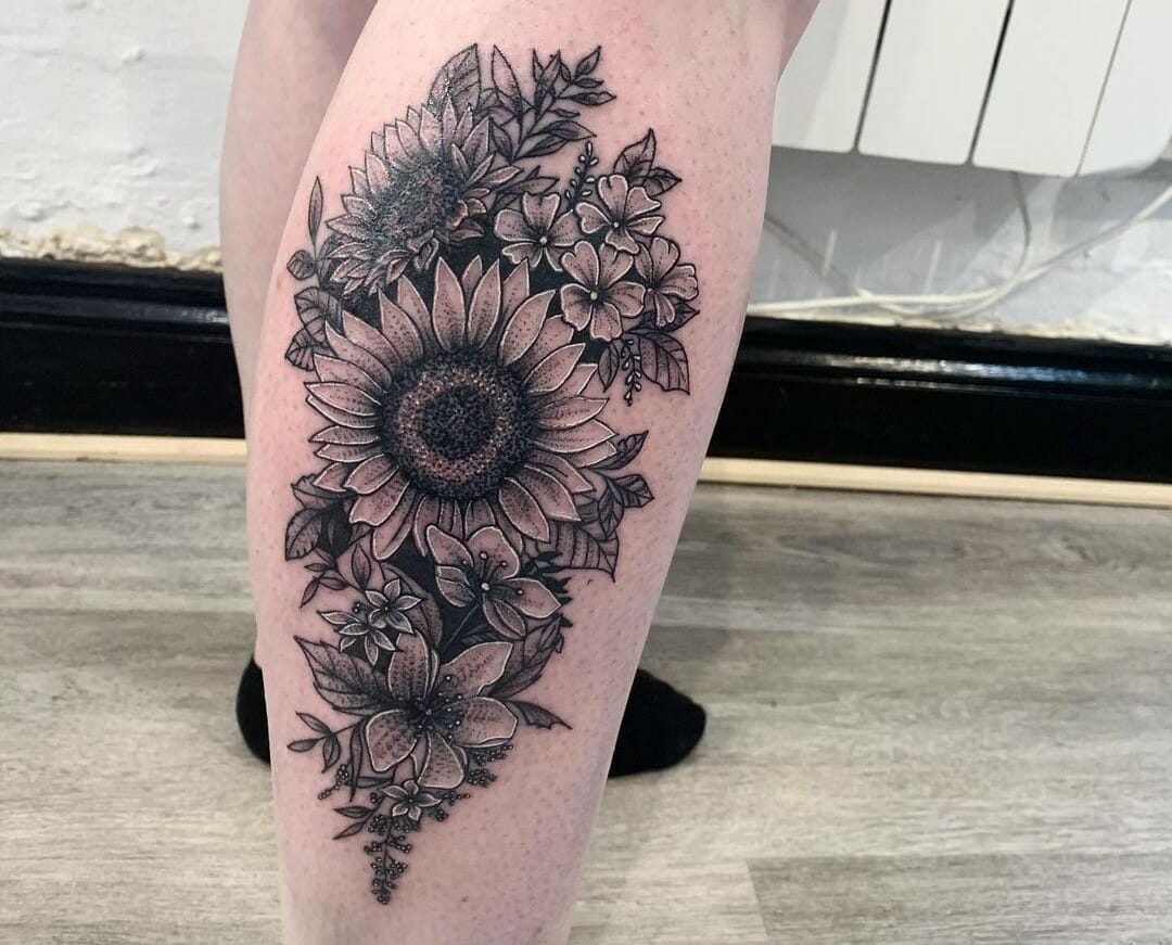 Simple Flower Leg Tattoos - wide 4