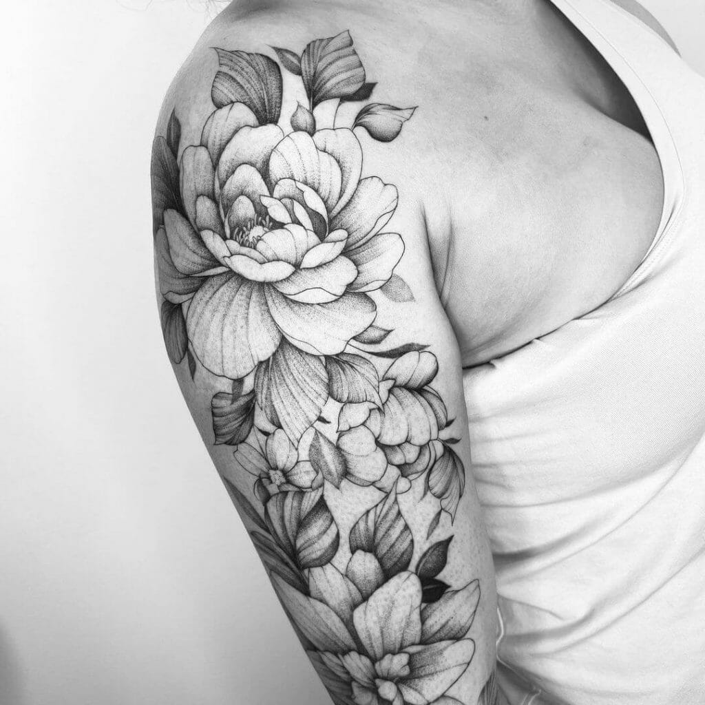 Flower shoulder piece  Shoulder tattoos for women Flower tattoo shoulder  Sunflower tattoo shoulder