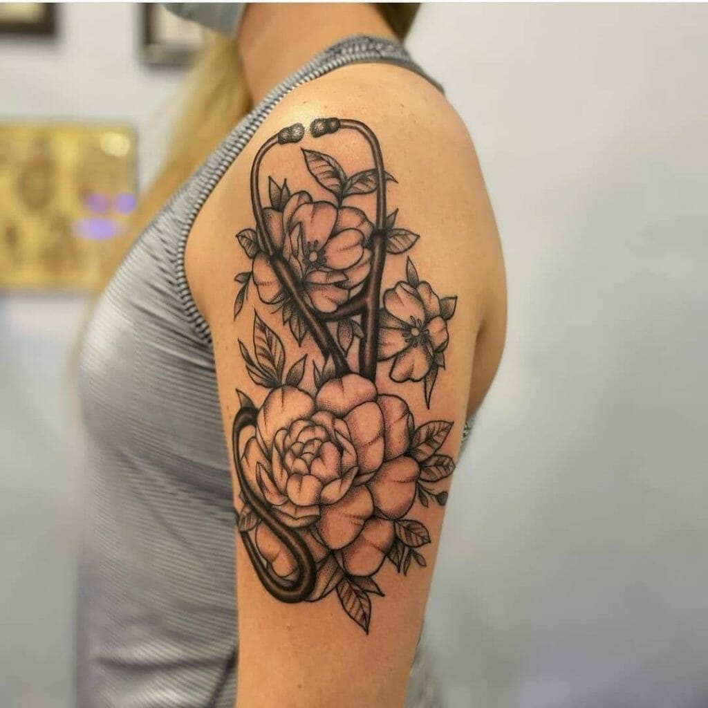 Floral Stethoscope Tattoo