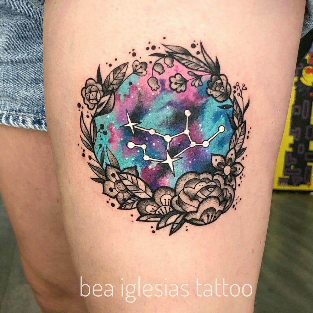 Floral Virgo Constellation Tattoo
