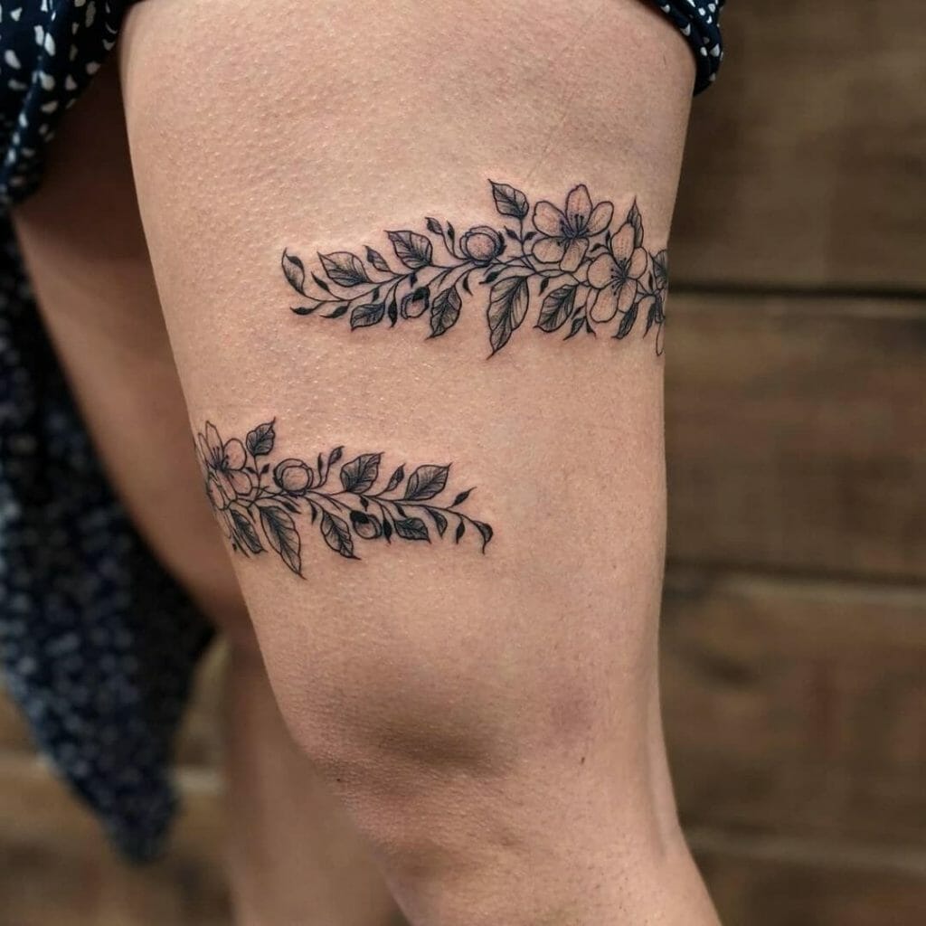 Flower Tattoo Around Thigh