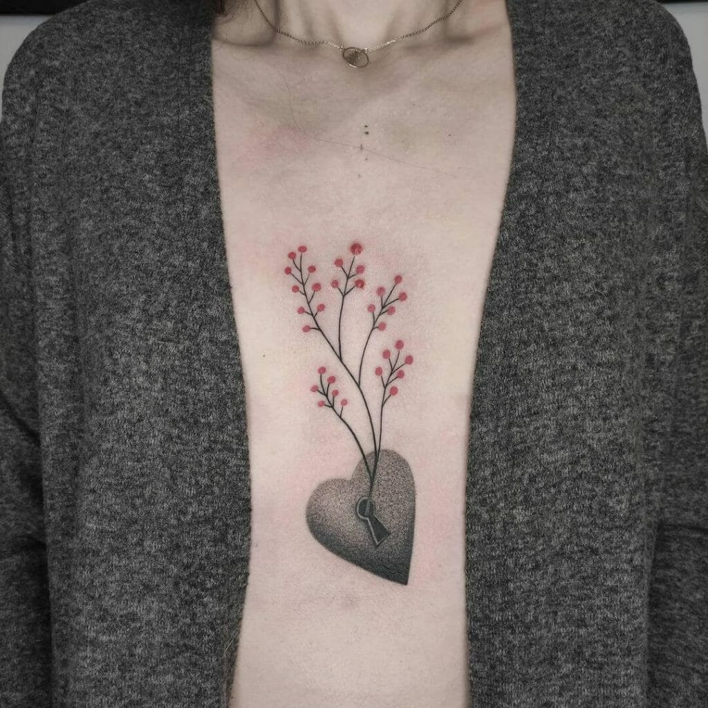 Flowers Grow In Heart Tattoo