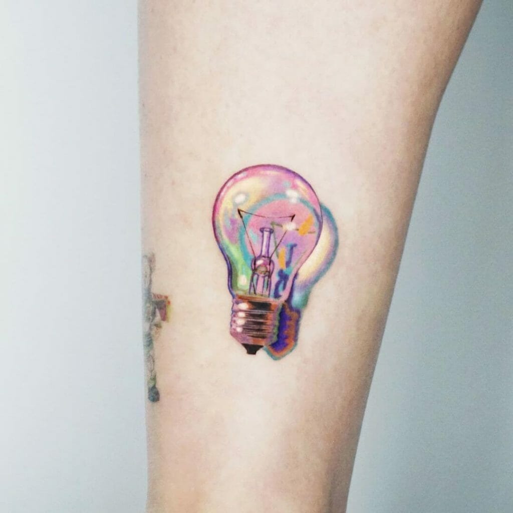 Fluorescent 3-D Light Bulb Tattoo