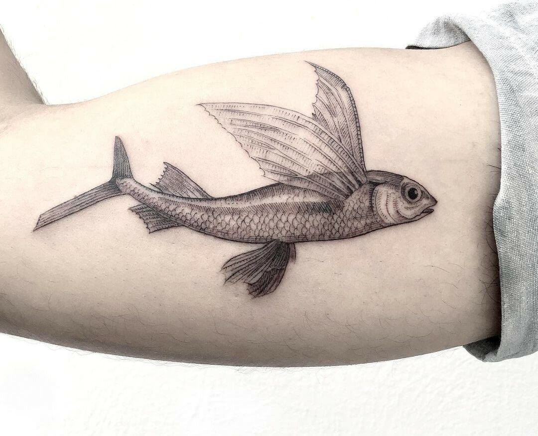 flying fish tattoo traditional