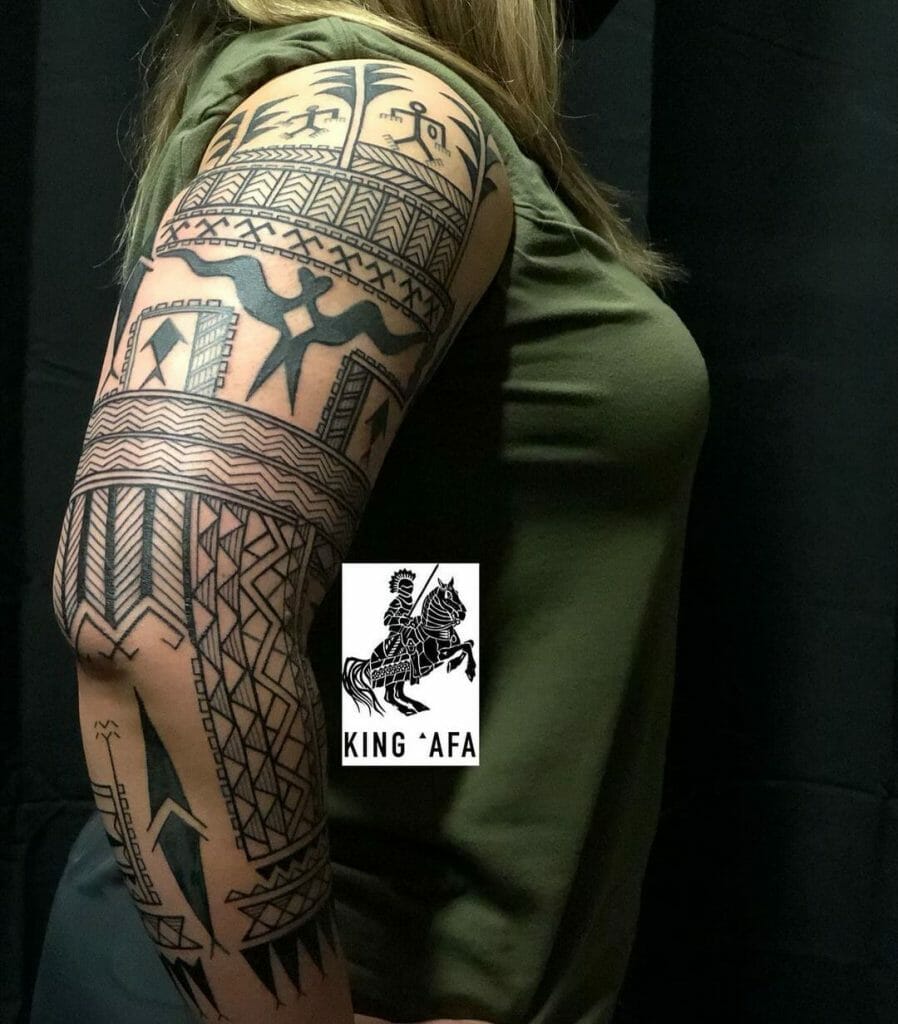 Full Sleeve Tattoo With Micronesian Elements