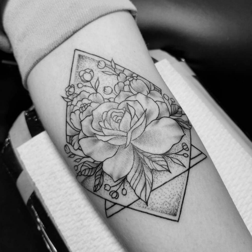 Geometric Floral Forearm Tattoo