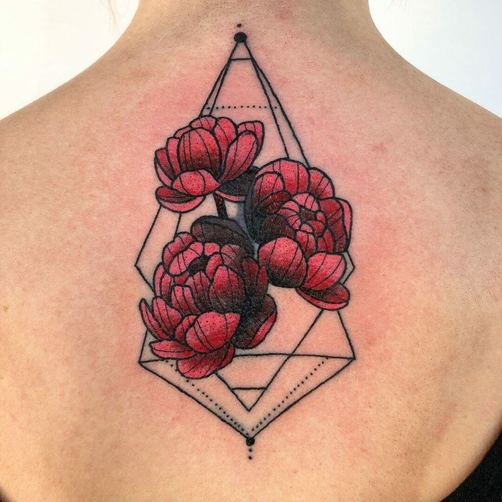 Geometric Flower Tattoo on Nape