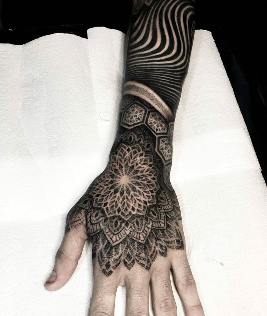 Geometric Half Sleeve Tattoo Till Palm