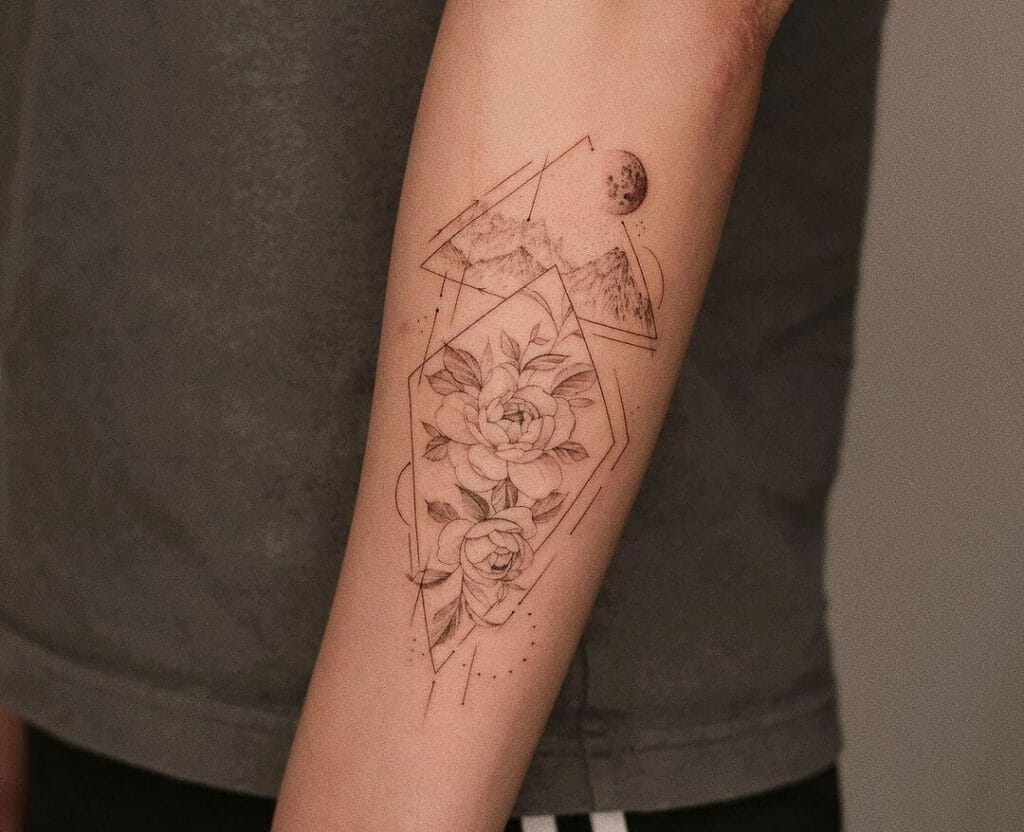 Geometric Tattoo Drawings Of Stars And Flowers