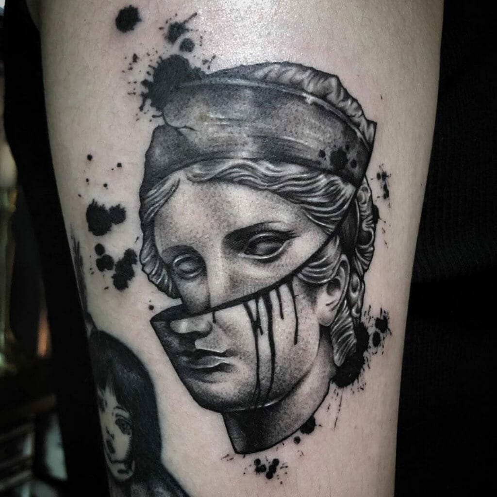 Goddess Hera In Greyscale Tattoo