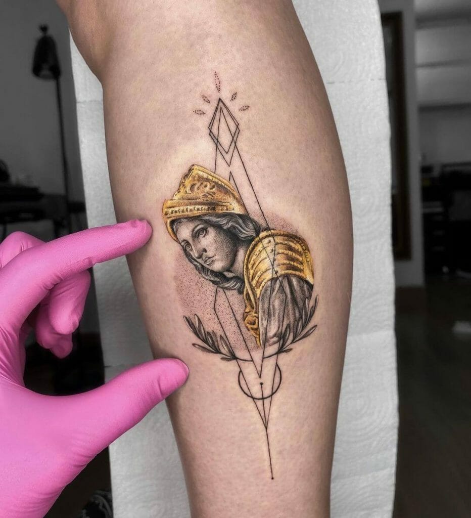 Gold Greek Statue Tattoo