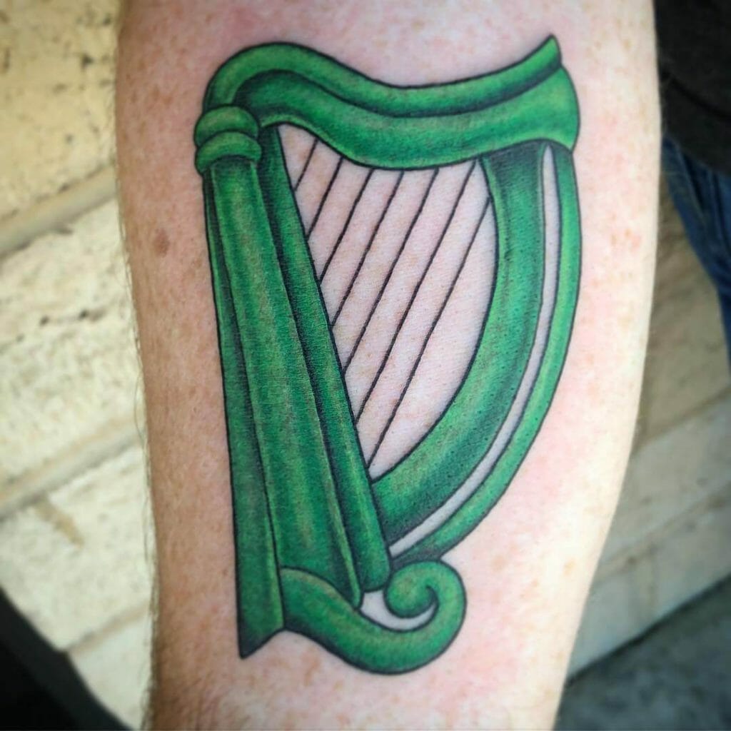 Grassy Green Harp Tattoo