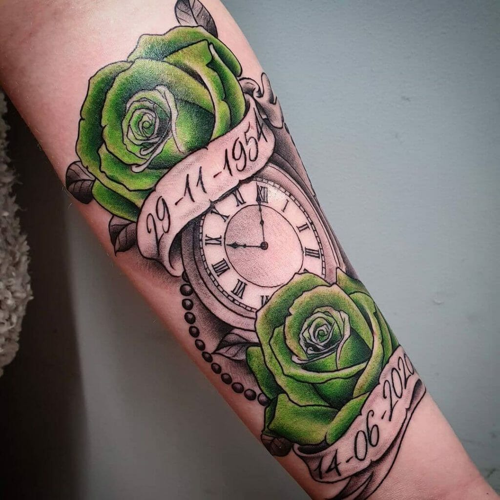 Green Rose Forearm Tattoo