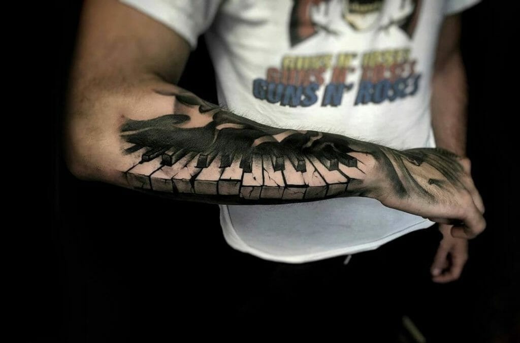 Grey and Black Keyboard Forearm Tattoo