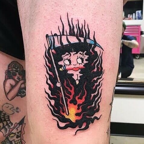 Grim Reaper Female Forearm Tattoo