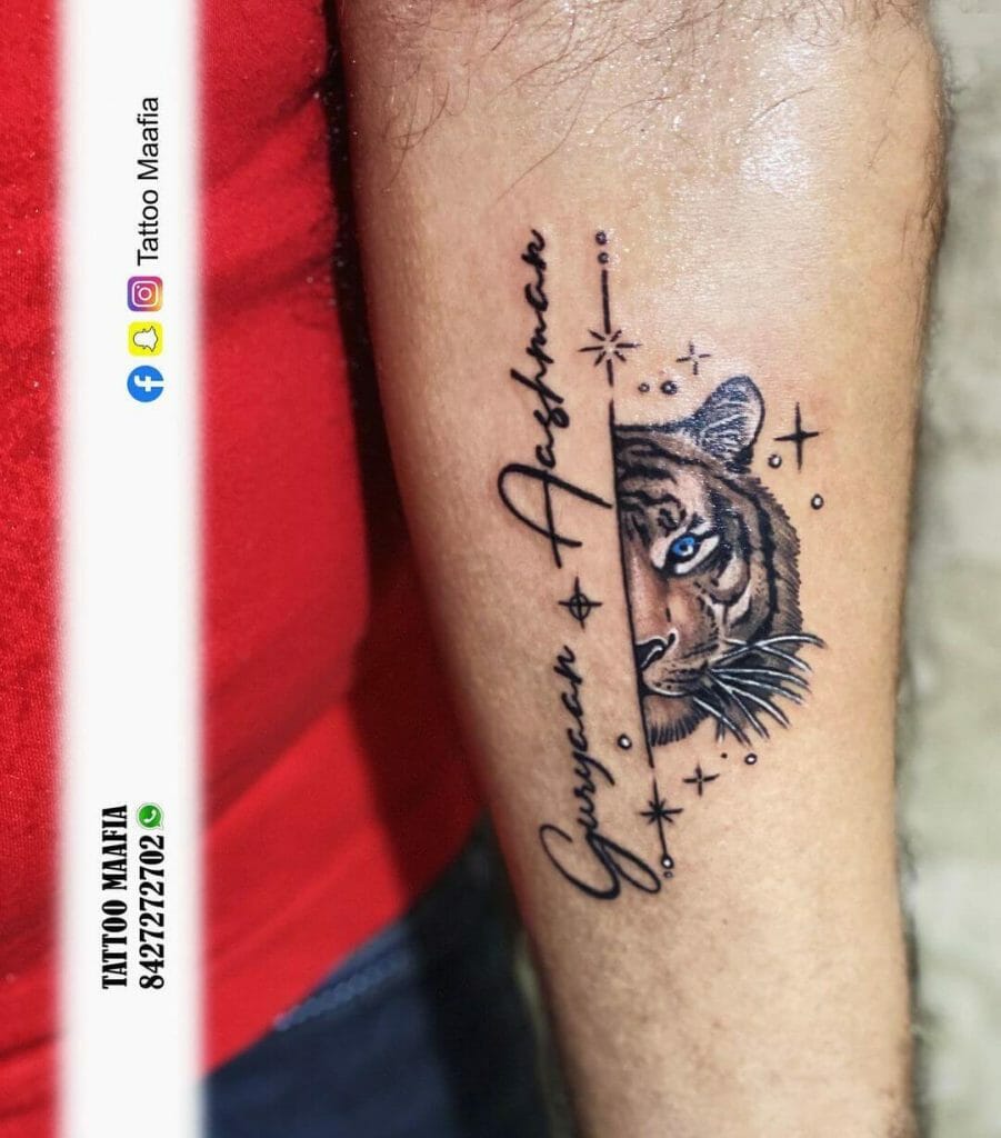 Half Tiger Face Tattoo