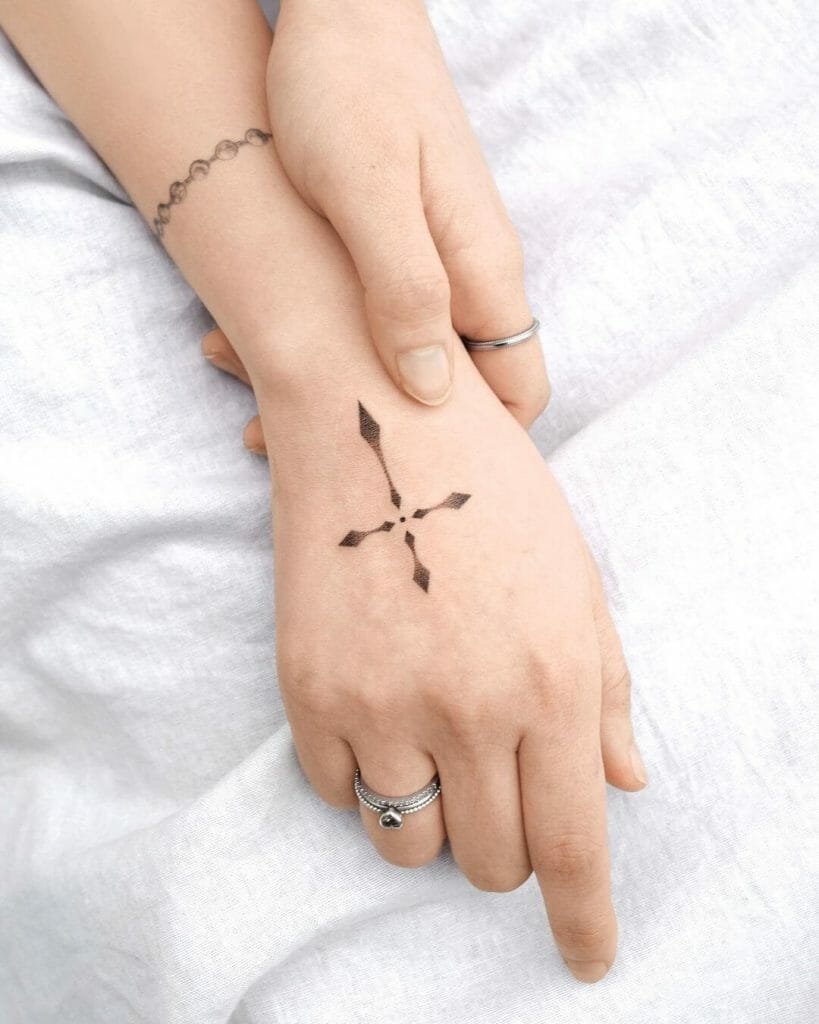Hand Poked Dainty Cross Tattoos