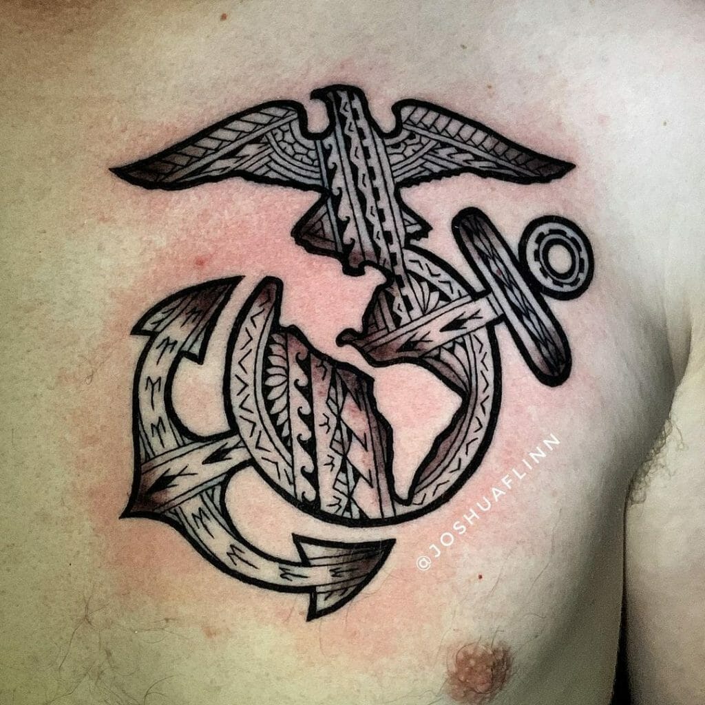 Hawaii Anchor Tattoo For Men Chest