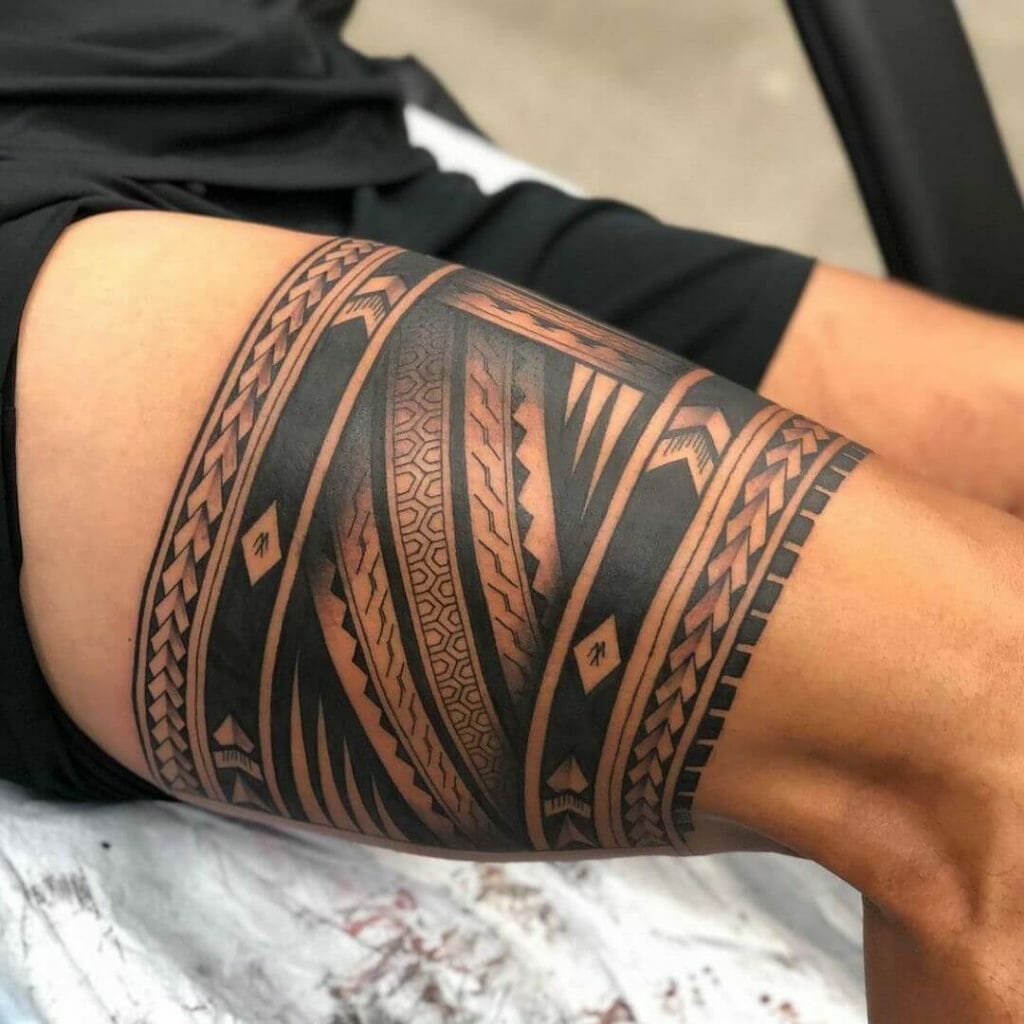 Hawaiian Traditional Leg Tattoo