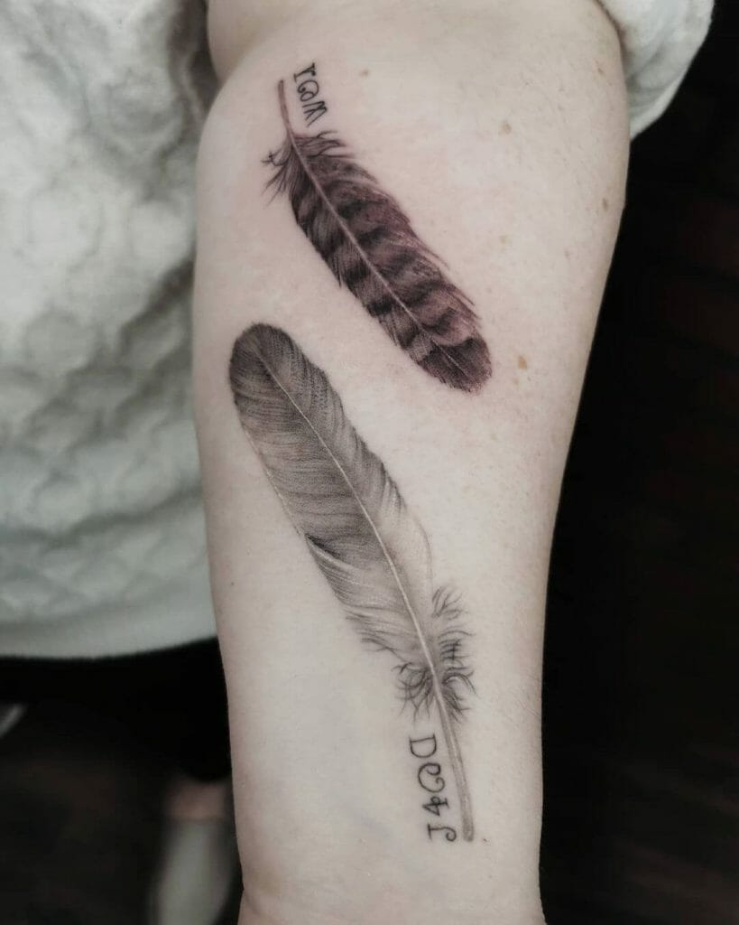 Hawk And Eagle Feather Tattoo