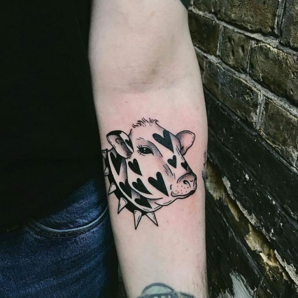 Heart Print Cow Tattoo