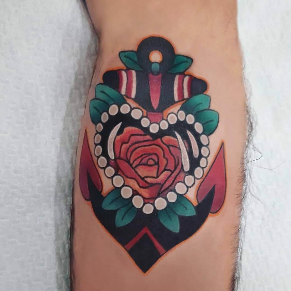 Heart With Rose Tattoo Design