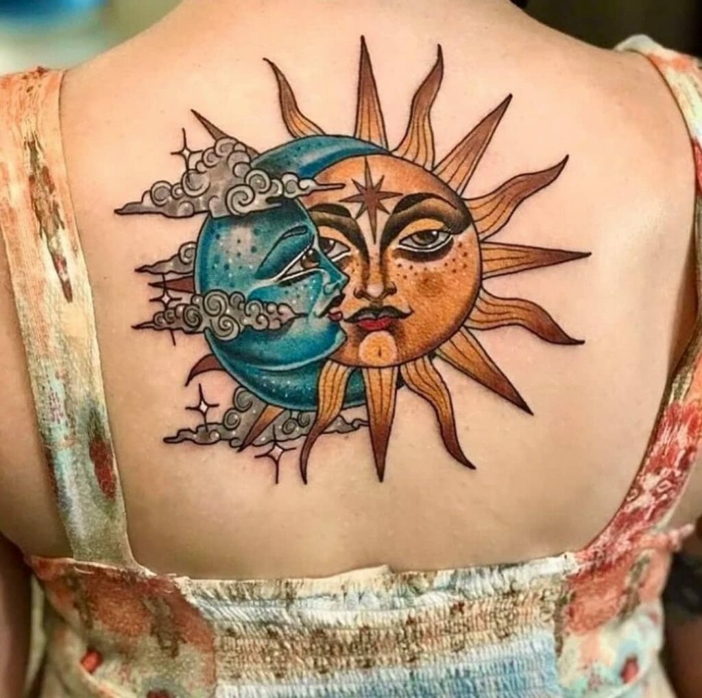 Hippie Sun And Moon Tattoo