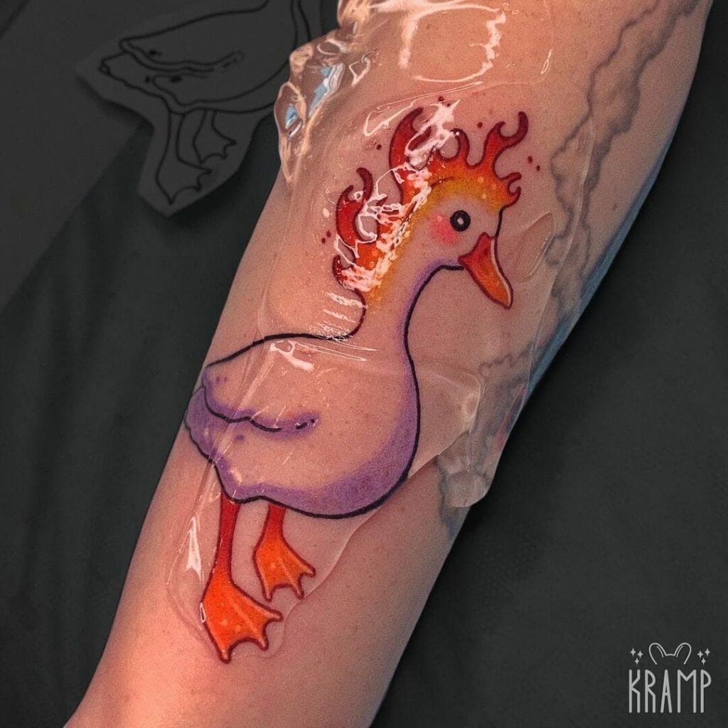 Hyperrealistic Baby Goose Tattoo