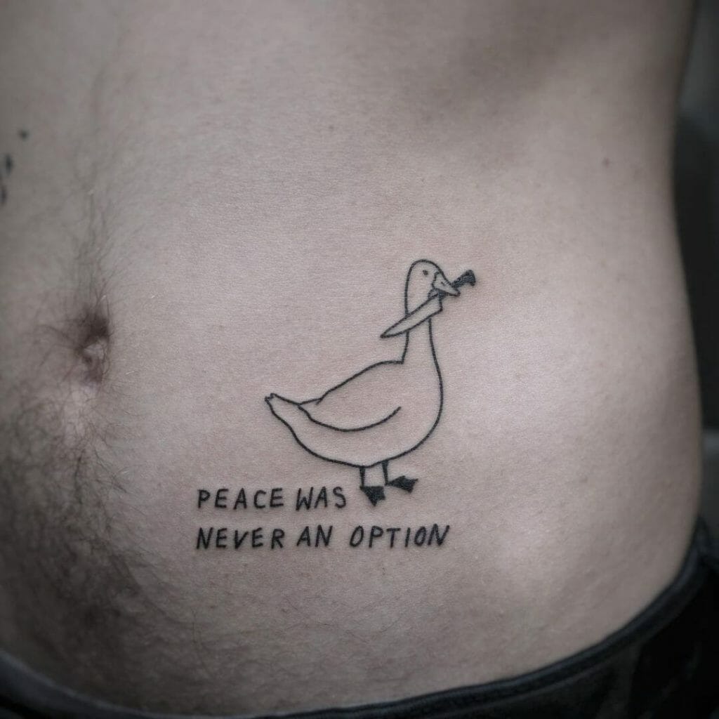 Ignorant Style Goose Stick And Poke Tattoo