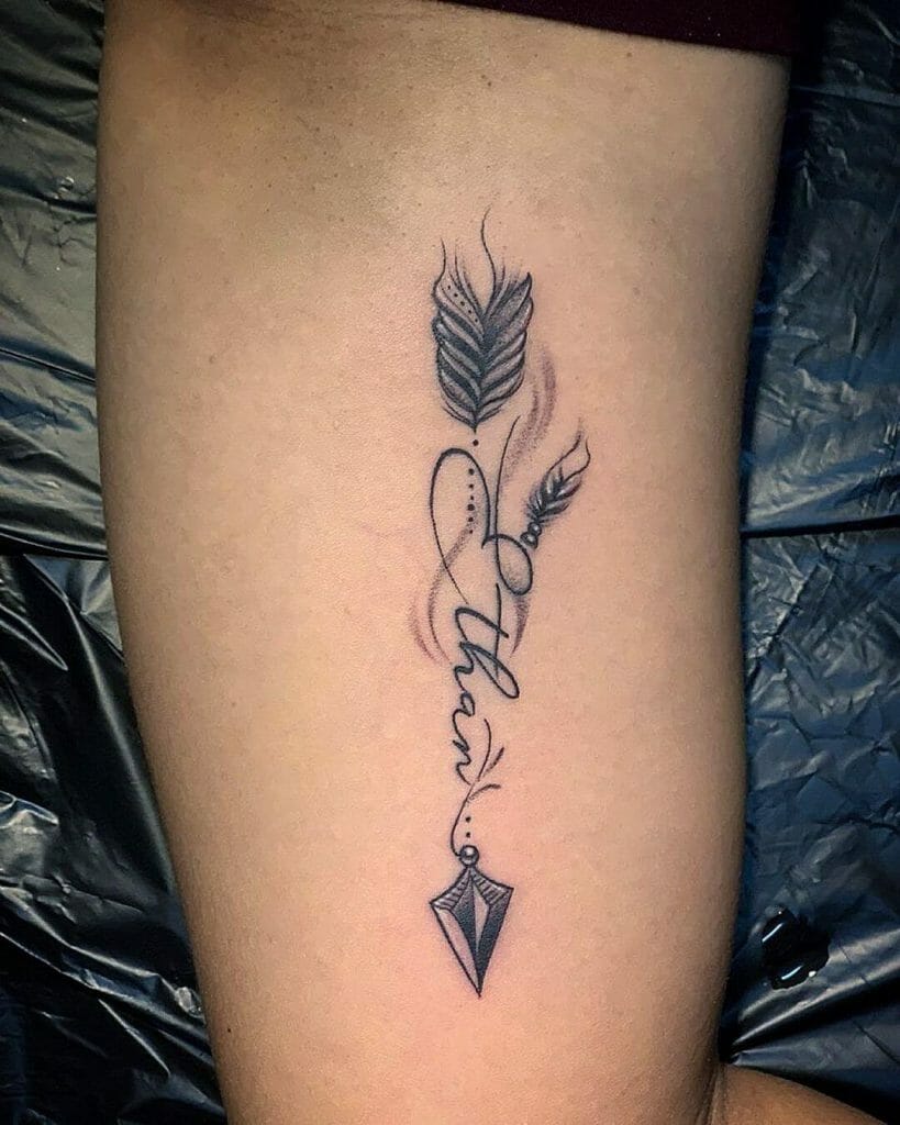 Illustrated Arrow With Name Tattoo