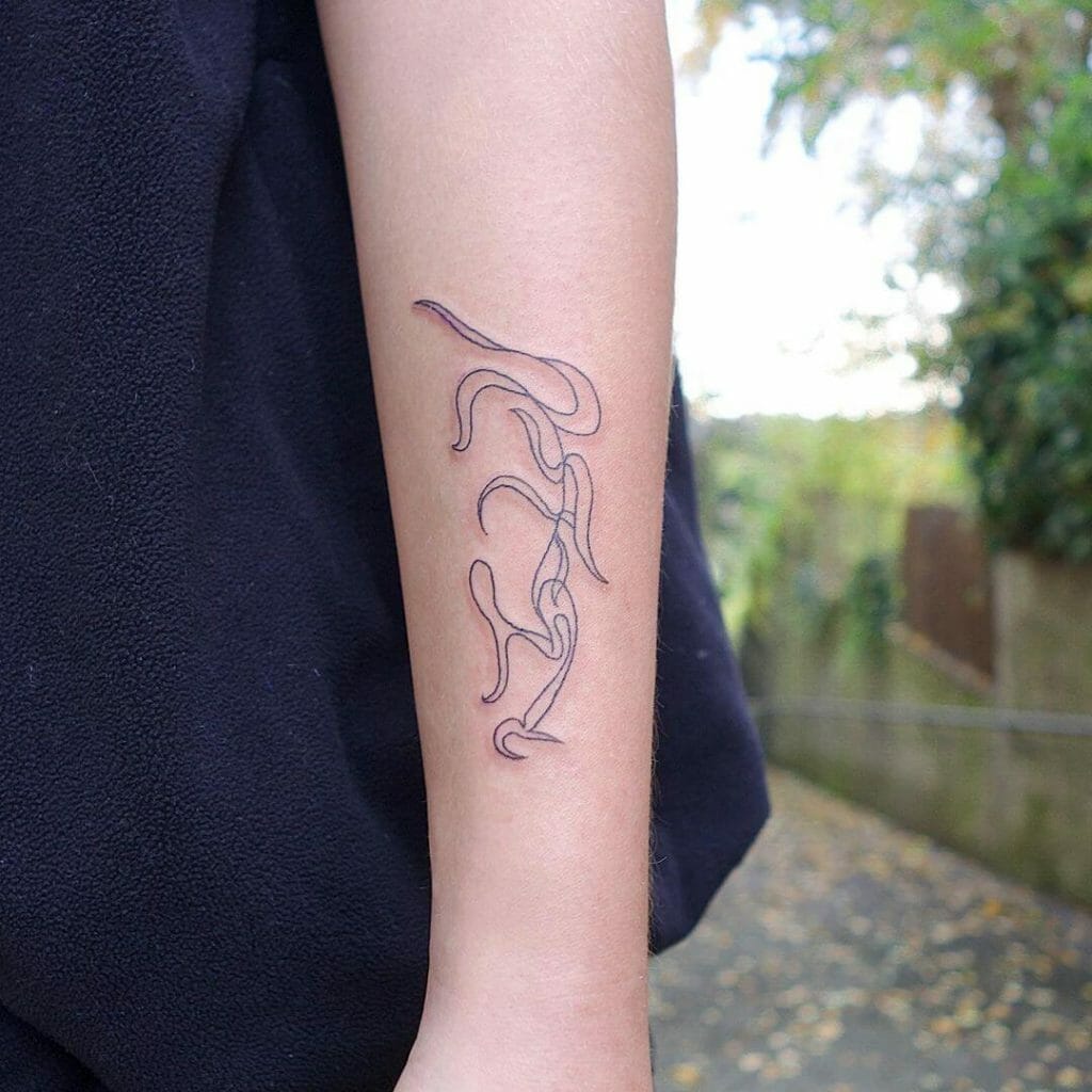 Intertwining Squiggly Lines Minimalist Tattoo
