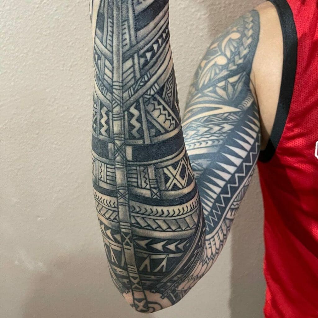 Intricate Full Sleeve Tribal Tattoo