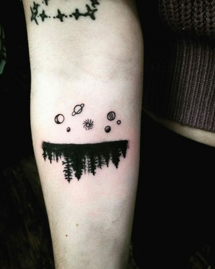Inverted Forest Tree Silhouette Tattoos