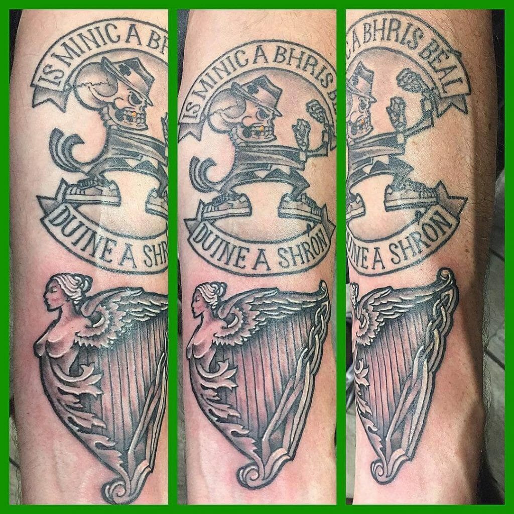 Irish Harp Tattoo Design with Symbols