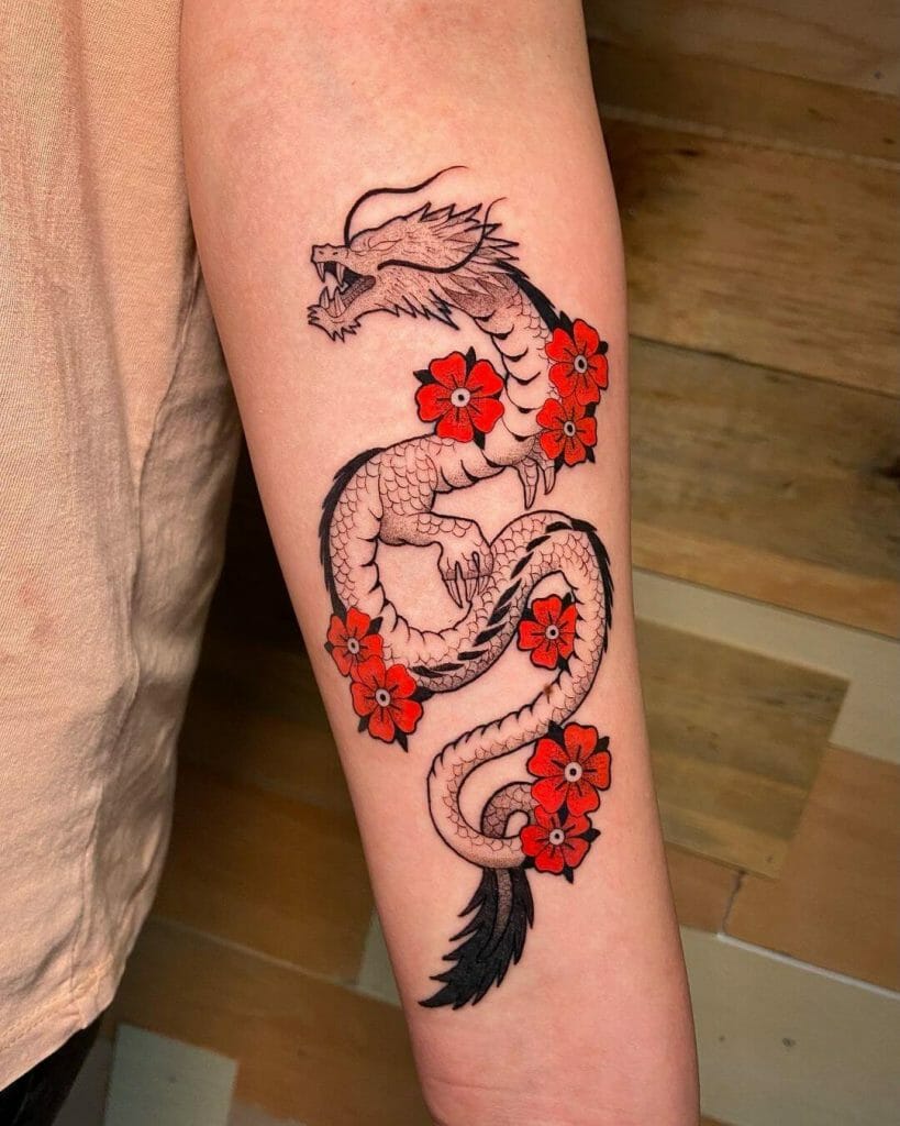 Japanese Dragon Tattoo With Sakura