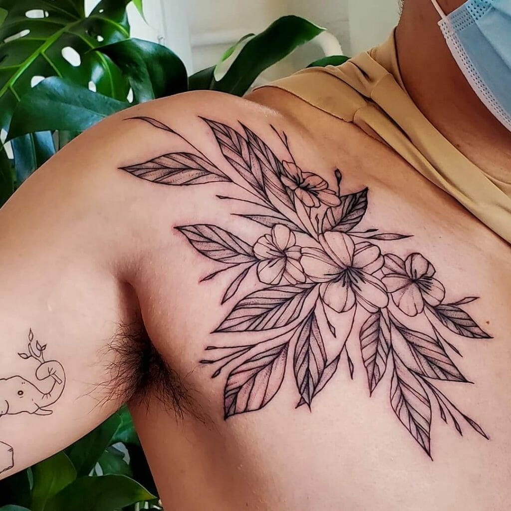 Jasmine Tattoo Chest And Shoulder Floral Piece