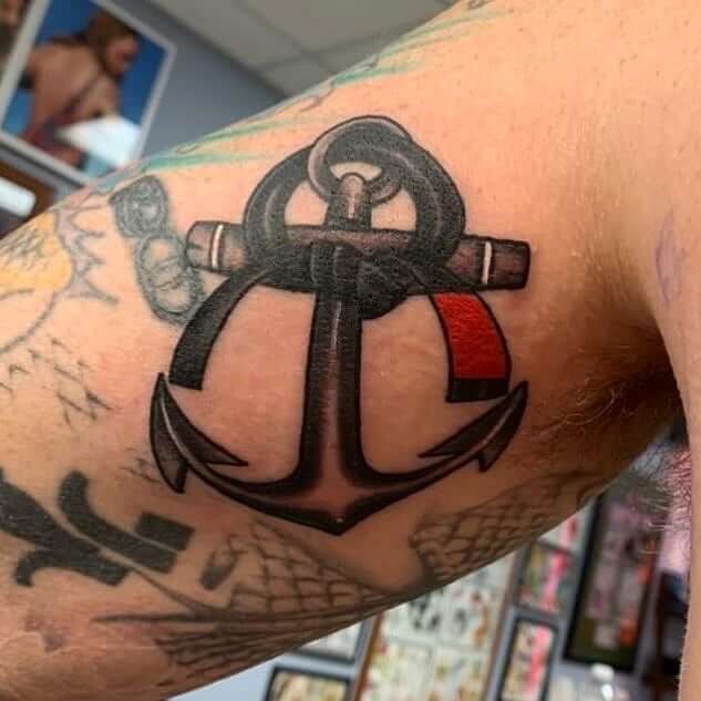 Jiu-Jitsu Symbol With Anchor Tattoo