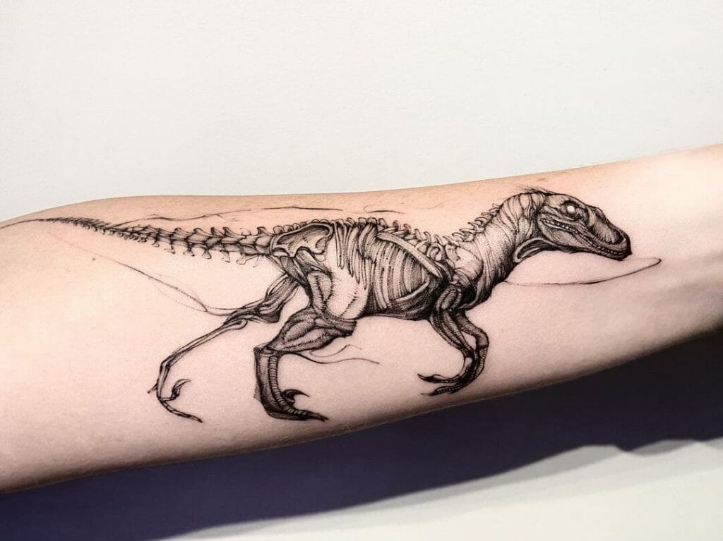 Jurassic Raptor Fossil Tattoo