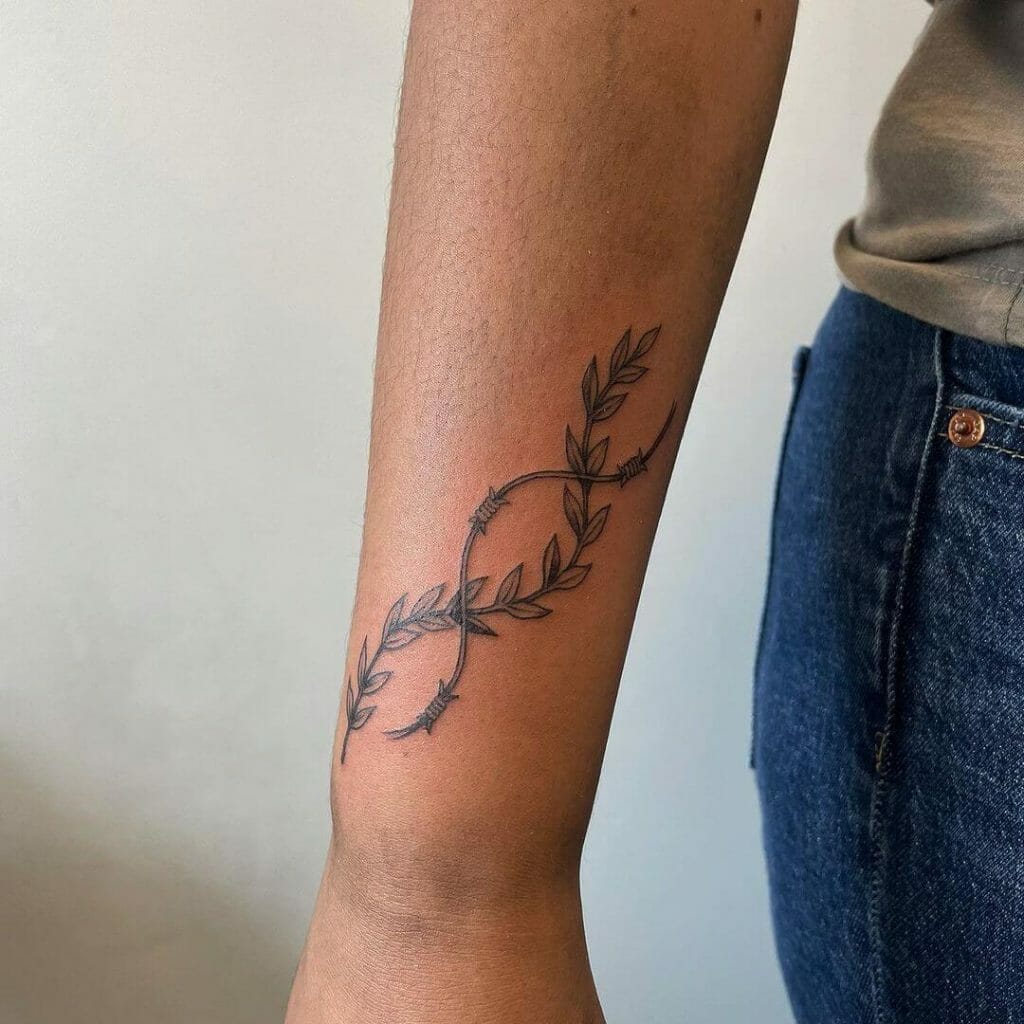 Leafy Barbed Wire Tattoo