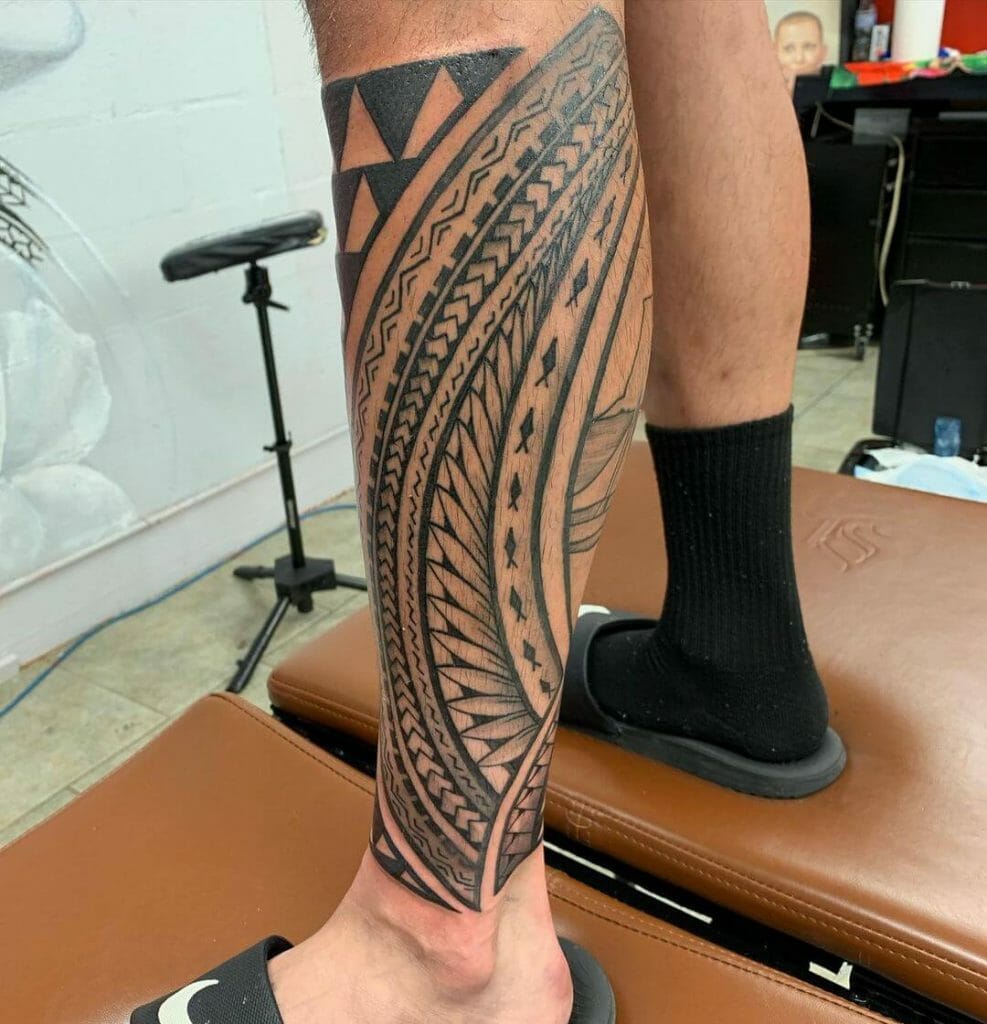 Leg Polynesian Tattoos