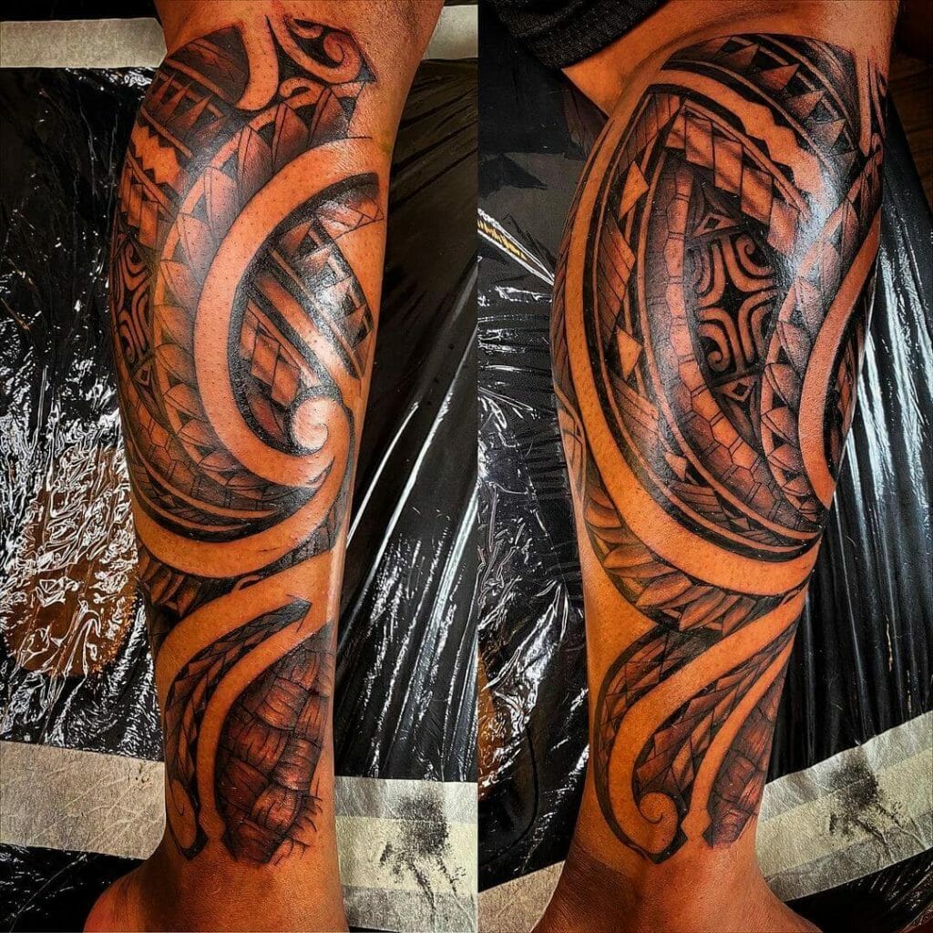 Leg Tribal Hawaiian Tattoos