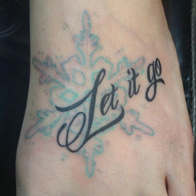 Let It Go Disney' Frozen'-Themed Tattoo With Faded Snowflake
