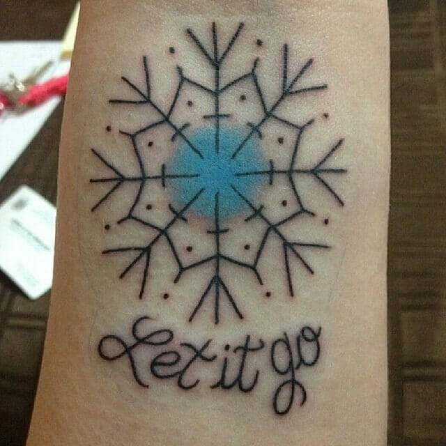 Let It Go Line Tattoo With Snowflake